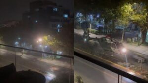 Helicóptero aterriza en avenida Providencia para trasladar a dos carabineros lesionados